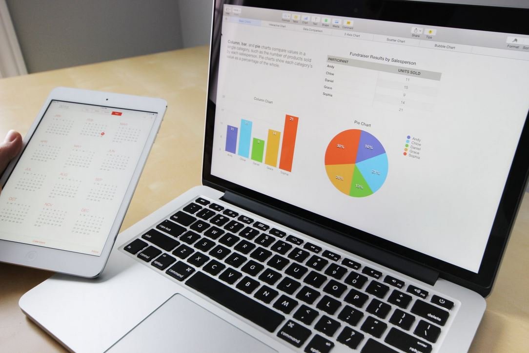 laptop showing graphs