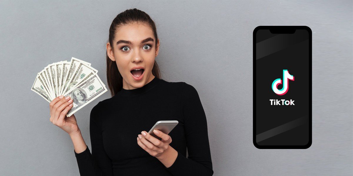 Girl holding money with TikTok logo
