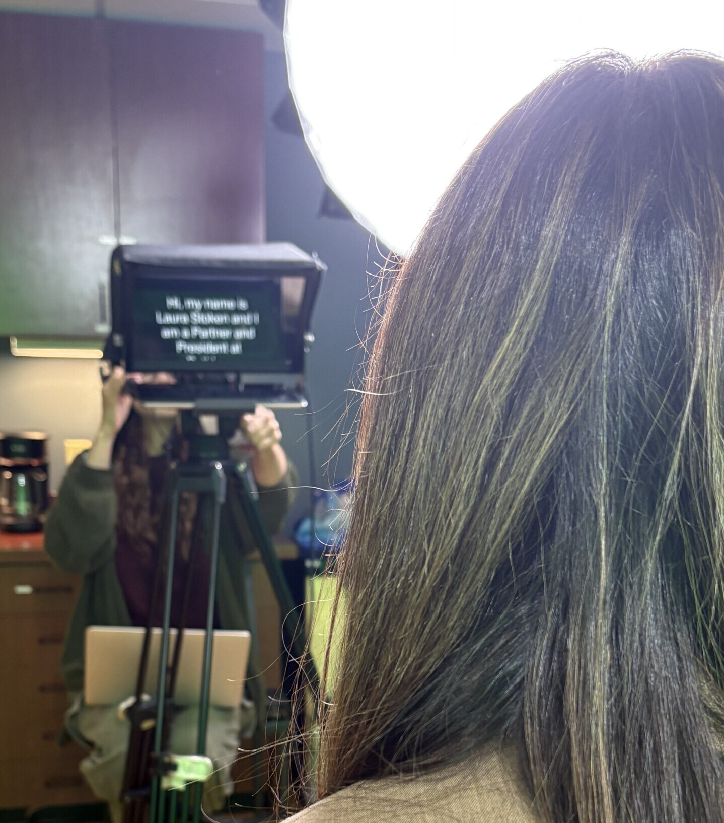 Teleprompter Biz Card Video shoot